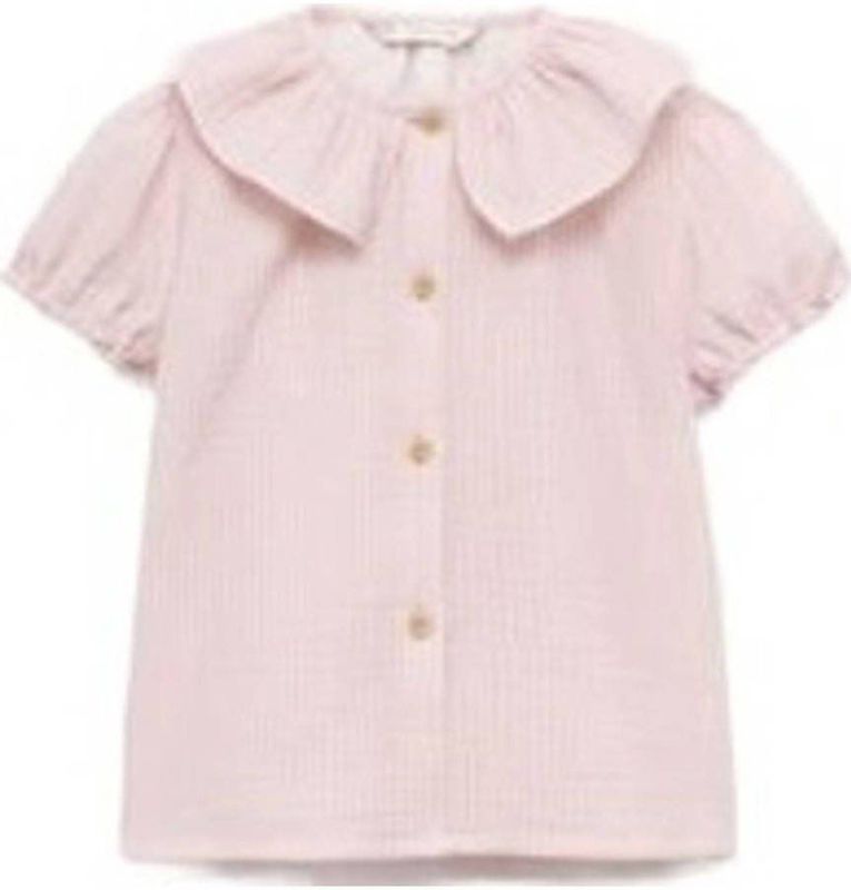 Mango - Blouse - Katoen - Korte Mouwen - Peter Pan-kraag