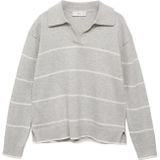 MANGO KIDS - Trui 'KATIE' - Lichtgrijs/Wit - Gebreide Trui