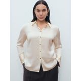 MANGO - IDEALE - Blouse - Lichtbeige - Klassieke Blouse - Lange Mouw