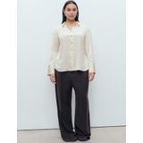 MANGO - IDEALE - Blouse - Lichtbeige - Klassieke Blouse - Lange Mouw
