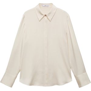 MANGO - IDEALE - Blouse - Lichtbeige - Klassieke Blouse - Lange Mouw