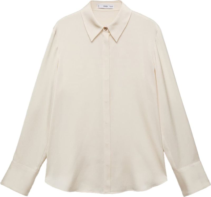MANGO - IDEALE - Blouse - Lichtbeige - Klassieke Blouse - Lange Mouw