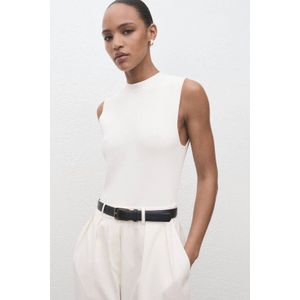 Mango - Jumpsuit - Wit - Mouwloos - Boothals