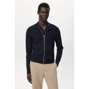 Mango Man vest fijn gebreid donkerblauw