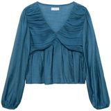 MANGO TEEN - Blousetop - Blauw - Lange Mouwen - V-hals