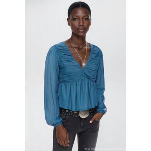 MANGO TEEN - Blousetop - Blauw - Lange Mouwen - V-hals