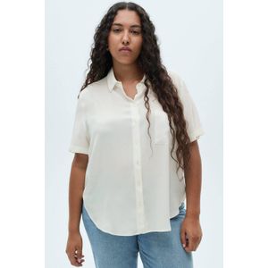 Mango - Blouse - Wit - 100% Viscose - Driekwart Mouwen
