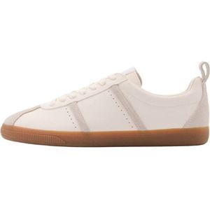 Mango - Sneakers - Ecru - Leer en Imitatieleer - Platte Zool