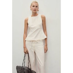 Mango - Denim Top - Ecru - Mouwloos - Ronde Hals