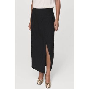 Mango - Wikkelrok - Zwart - Midi Lengte - Viscose