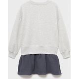 MANGO KIDS - Jurk 'TRIP' - Antraciet / Lichtgrijs / Wit - Jerseyjurk