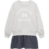 MANGO KIDS - Jurk 'TRIP' - Antraciet / Lichtgrijs / Wit - Jerseyjurk