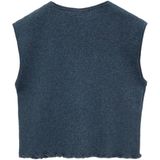 Mango Kids - Rib Gebreide Top - Blauw - Mouwloos