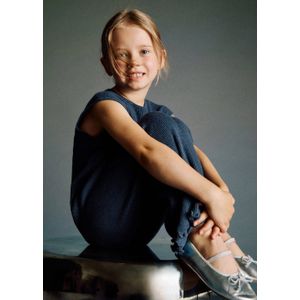 Mango Kids - Rib Gebreide Top - Blauw - Mouwloos