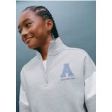 Mango - Kids Sweater - Lichtgrijs - Opstaande Kraag - Lange Mouw