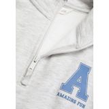Mango - Kids Sweater - Lichtgrijs - Opstaande Kraag - Lange Mouw