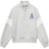 Mango - Kids Sweater - Lichtgrijs - Opstaande Kraag - Lange Mouw