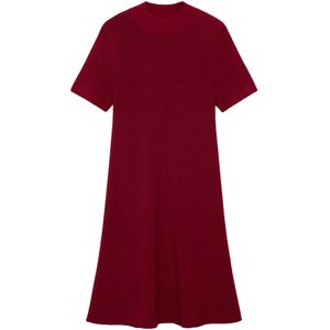 MANGO - SESETA - Gebreide Jurk - Donkerrood - Kwartmouw