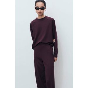 Mango wide leg regular waist broek donkerrood