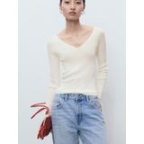MANGO - SESETA - Trui - Crème - Slanke Pasvorm - Lange Mouw