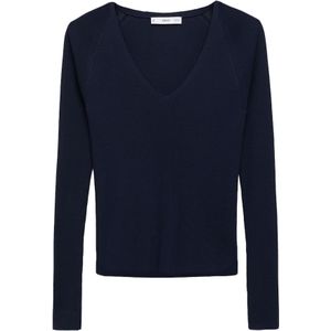 Mango - Top - Blauw - Lange Mouwen - V-hals
