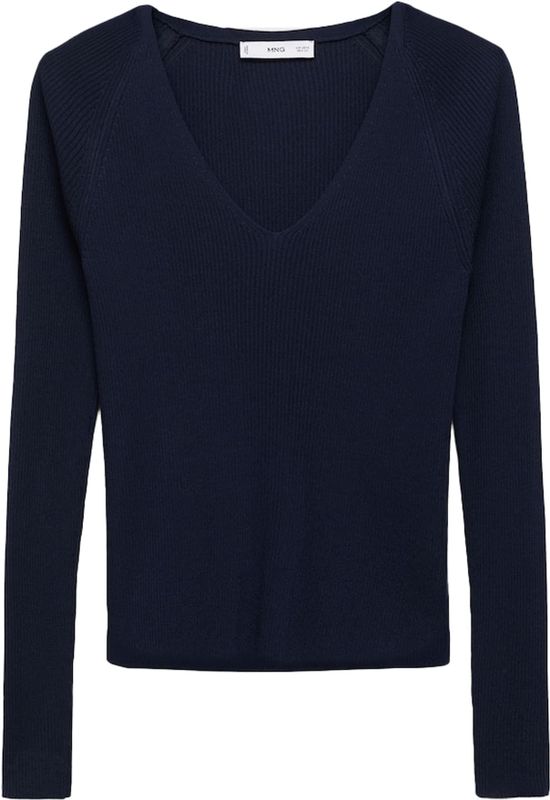 Mango - Top - Blauw - Lange Mouwen - V-hals