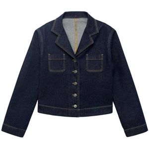 Mango - Spijkerjas - Dark Blue Denim - Dames - Met Reverskraag en Lange Mouwen
