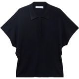 Mango - Top - Donkerblauw - Korte Mouwen - Viscose