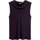 Mango - Top - Donkerrood - Mouwloos - Watervalhals