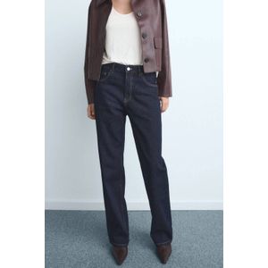 Mango - High Waist Straight Leg Jeans - Donkerblauw - Denim