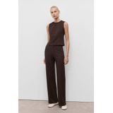 Mango - Top - Bruin - Mouwloos - Ronde Hals