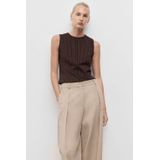 Mango - Top - Bruin - Mouwloos - Ronde Hals