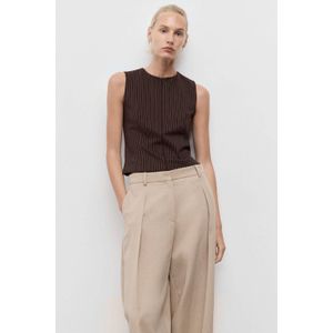 Mango - Top - Bruin - Mouwloos - Ronde Hals