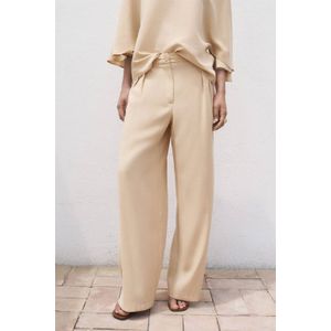 Mango - High Waist Broek - Lichtgeel - Loose Fit