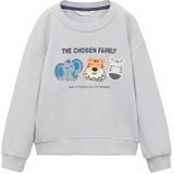 MANGO KIDS - Sweatshirt - Blauw - Familie - Losse Pasvorm - Lange Mouw