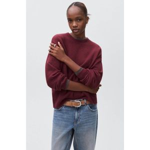 MANGO TEEN - Fijn Gebreide Trui - Donkerrood - Met Wol