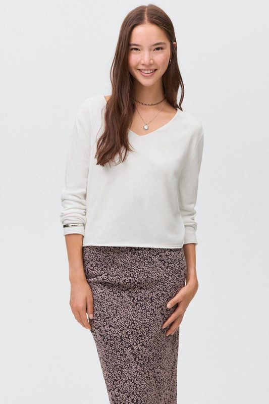 MANGO TEEN - Gebreide Trui - Wit - Fijn Gebreid