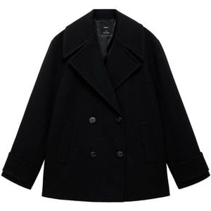 Mango - Wollen Mantel - Zwart - Trenchcoat