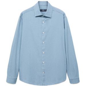 Mango Man - Overhemd - Blauw - Regular Fit - Lange Mouwen - 100% Katoen