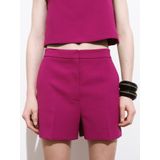 Mango - Straight High Waist Casual Short - Fuchsia - Korte Broek