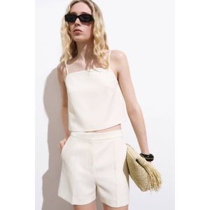 Mango - Cropped Top - Ecru - Mouwloos - Vierkante Hals