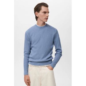 Mango Man - Pullover - Lichtblauw - Rib Gebreid