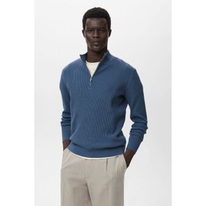 Mango Man - Gebreide Trui - Donkerblauw - Ingebreid Patroon