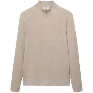 Mango Man trui met ingebreid patroon beige