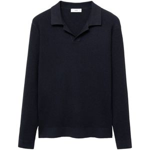 Mango Man - Trui - Donkerblauw - Ingebreid Patroon