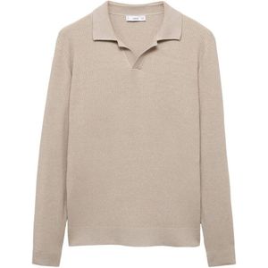 Mango Man trui met ingebreid patroon beige