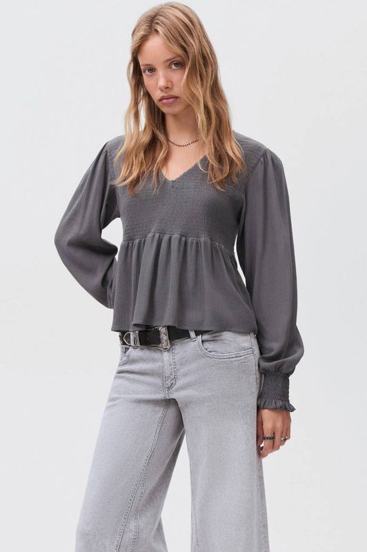 MANGO TEEN - Top - Crinkle Structuur - V-hals - 100% Viscose