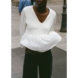 MANGO TEEN - Top - V-hals - 100% Viscose - Smockwerk en Crinkle Effect