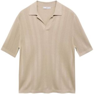 Mango Man - Regular Fit - Polo - Beige - Ingebreid Patroon