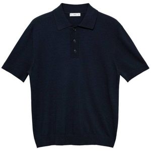 Mango Man - Polo - Donkerblauw - Gebreid - Rechtvallend Model